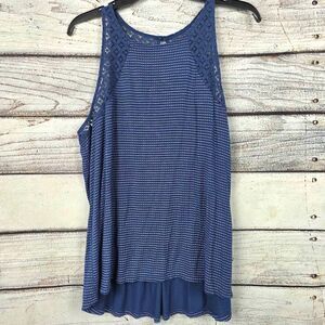 Maurices Navy Stripe Lace Back Tank Top Large